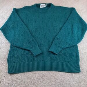 Vintage Steeple Chase Sweater Mens Large Green Hand Framed Geometric Made USA